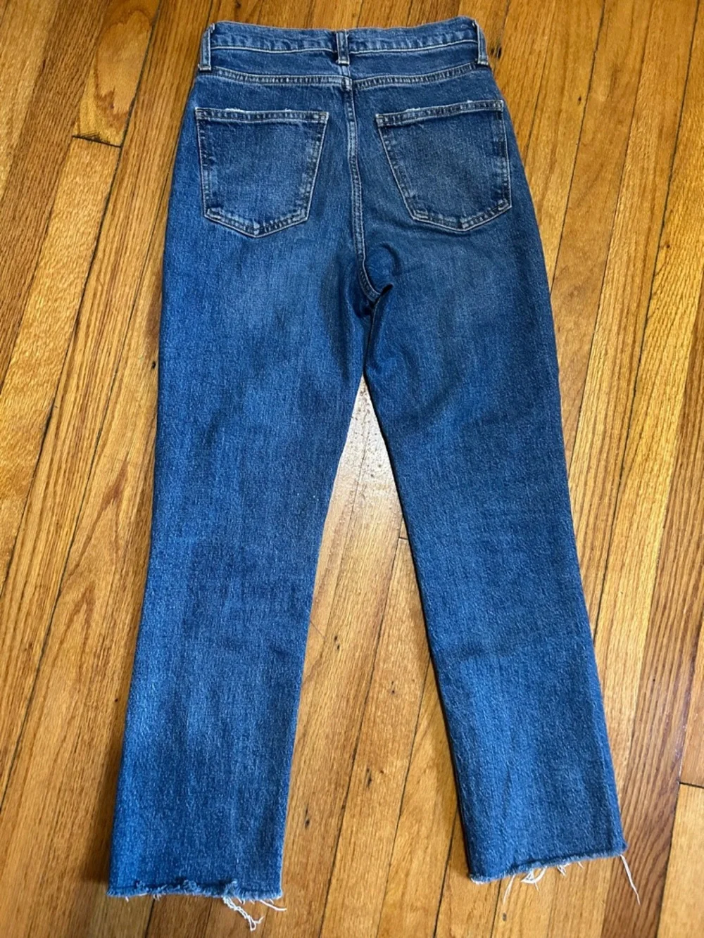 Zara Jeans Slim Straight Leg High Rise Raw Hem  Blue Denim Women’s Size 4 - Picture 8 of 8